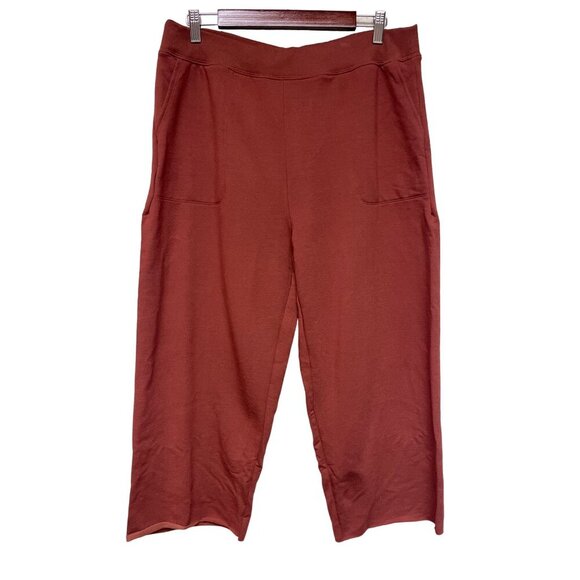 Nike Yoga Luxe Women's Pants Fleece Cropped Rust Brown Large NEW DA0776-670 - Picture 2 of 11